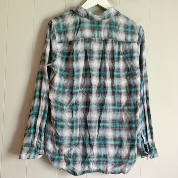 EDDIE BAUER Fremont Button Front Plaid Flannel Tunic Shirt M - Picture 2 of 4